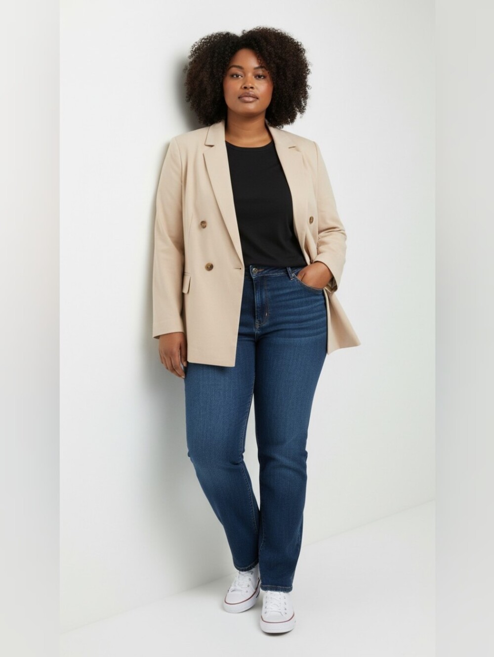 Banana Republic Cream Double-Breasted Blazer